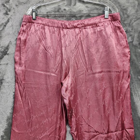 Victoria's Secret Pajama Pants Womens XL Pink Black Side Striped Satin Lounge - Picture 2 of 12